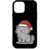 tabby cat winter santa hat snow winterti Custodia per iPhone 12 mini Gatto soriano invernale con cappello da Babbo Natale