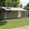 Teenpull Cane da esterno per cani di grossa taglia, 4 x 2 x 2 m, grigio acciaio zincato, beccuccio robusto con tetto e porta, recinto sicuro per animali domestici