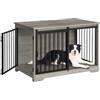 Hzuaneri 100 cm Gabbia per Cani, Avorio chiaro con Tavolo Supplemento | Nicchia Moderna per Cani, Gabbia per Cuccioli, Casetta per Animali, 2 porte, DFC02305B