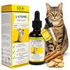 SSS SALLYSS L-lisina 60 ml Gocce liquide per gatti, supporto immunitario e per la salute degli occhi, integratore respiratorio con vitamine A, B1, B2 e B6, 100% naturale, non OGM, aroma di pollo arrosto
