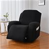 Hearda Copripoltrona Relax Reclinabile, Colore Solido Natalizio Fodere Poltrona Relax Elasticizzato Copripoltrona 1 Posto con Tasca Copripoltrona Reclinabile Fodere per Poltrone (Nero)