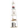 HOMCOM Libreria Angolare a 5 Ripiani, Scaffale Moderno Pieghevole con Piedini Regolabili, Libreria Scaffale in Acciaio e Legno, 37.5x37.5x160 cm, Colore Legno