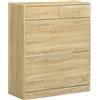 HOMCOM Scarpiera Moderna con 2 Ripiani Interni Regolabili e 2 Cassetti da 12 Paia di Scarpe, Mobile per Scarpe Salvaspazio in Legno, 80x30x91.5 cm, Rovere