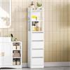 HEXCELEN Mobile Alto da Bagno, Armadietto da Bagno, Mobiletto da Bagnetto, con 4 Cassetti e 2 Ripiani Aperti, 30 x 30 x 140 cm, Adatto per Bagni, Soggiorni, Cucine, Bianco
