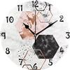 BEUSS Esagono Arte semplicità Ceramica Marmo Orologio da Parete Silenzioso Decorazione Non Ticchettio Legna Orologios per Cucina Camera da Letto Home Office Scuola Decor
