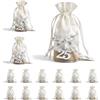 Dorunova Sacchettini Sacchetto Sacchetti per Confetti Bomboniere Bomboniera Portaconfetti 25 e 50 Anniversario Anni Matrimonio (Modello C, Argentato, 12 Pieces)