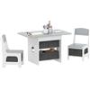 AIYAPLAY Set Tavolo e 2 Sedie per Bambini 3-8 Anni con 6 Cassetti Pieghevoli, Tavolino per Bambini con Sedie in Legno e Contenitori Portaoggetti in Tessuto non Tessuto, per Cameretta, Grigio e Bianco