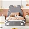 MSMOK Lettino imbottito a forma di orso, letto singolo in velluto delicato sulla pelle, bianco (grigio, 90 x 200 cm)