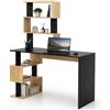 BAKAJI Scrivania con Doppia Libreria 7 Ripiani Tavolo da Lavoro Porta Pc Computer Struttura e Piano in Legno MDF Arredamento Casa Ufficio Cameretta Design Moderno 120 x 60 x 148 cm (Nero e Quercia)