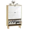 HOMCOM Scarpiera Salvaspazio Slim con 3 Ante a Ribalta, Scarpiera Ingresso con Ripiani Regolabili su 2 Livelli e Base Rialzata, Porta Scarpe per 24 Paia con Maniglia, 80x24x127 cm, Bianco Lucido