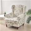 Hixingo Floreale Elegante 2 Pezzi Copripoltrona con Orecchie Elasticizzato, Copripoltrona 1 Posto - Microfibra Copripoltrone Lavabile Copri Poltrona Soggiorno (Foglie)