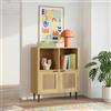 [en.casa] Mobile Contenitore Multiuso a 2 Ante Credenza con 4 Vani Portaoggetti Scomparti Chiusi Aperti per Soggiorno Camera da Letto Ingresso Studio 85 x 75 x 30 cm - Effetto Rovere/Rattan