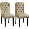 Yaheetech Set 2 Sedie Sala da Pranzo Tessuto Imbottite Eleganti Gambe in Legno Massello Schienale Alto con Bottoni Portata 140 KG 2/Cachi
