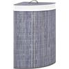 Generico Cesto Portabiancheria Angolare in bambù Grigio 60 L,Grigio,1.75kg,320761
