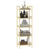 HOMCOM Scaffale Bagno 5 Ripiani Regolabili in Altezza Legno Naturale | Colonna Bagno in Bambù, Dispositivo Antiribaltamento, Cucina, Soggiorno