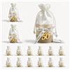 Dorunova Sacchettini Sacchetto Sacchetti per Confetti Bomboniere Bomboniera Portaconfetti 25 e 50 Anniversario Anni Matrimonio (Modello D, Dorato, 12 Pieces)
