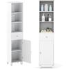 LIFEZEAL Mobile Bagno Salvaspazio, Alto, Stretto, Colonna Bagno, con 1 Cassetto, 3 Ripiani Aperti, 1 Anta, Gambe in Legno Massello, Armadio, Credenza Cucina, Dispensa, Portaoggetti (bianco)