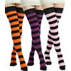 BABAHU Calzini alti sopra il ginocchio da donna extra lunghi in cotone a righe (IT, Alpha, taglia unica, regolare, ZZ-01-grigio/grigio/grigio)