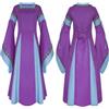 Bauzuoyo Abito medievale con maniche a tromba da donna, costume vintage rinascimentale, maxi gonna a vita alta, abito da sera elegante, abito gotico vittoriano, Lilla, M