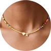 TINGN Collana di perle colorate per donne e ragazze, realizzata a mano, con ciondolo a forma di cuore, collana per bambini, regalo di compleanno per donne, adolescenti, ragazze, gioielli per bambini