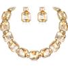 EVER FAITH Set di gioielli in cristallo quadrato per la sposa, collana con strass scintillanti, per donna