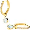 Purelei Felice Bluemarine - Orecchini a cerchio con zirconi bianchi e ciondolo ad acquamarina, in acciaio inox placcato oro 14 carati, elegante accento di colore con leggerezza marittima, normale