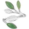 Helen de Lete S925 - Anello regolabile in argento sterling con foglie di giada