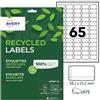 AVERY - 975 etichette, 100% riciclate, autoadesive, stampabili singolarmente, formato 38,1 x 21,2 mm, stampa laser e inkjet (LR7651-15)
