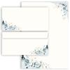 Paper-Media Set di 40 fogli di carta da lettere blu, 20 fogli di carta da lettere e 20 buste abbinate, senza finestra, formato DIN A4 e DIN lungo, in set da lettere con busta