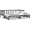 vidaXL Letto da giorno allungabile grigio 2x(90x190) cm in legno di pino massiccio