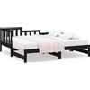 vidaXL Letto da giorno allungabile nero 2x(80x200) cm in legno di pino massiccio