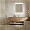 PonteSino HOKO Specchio da parete a LED 60x80 cm - Specchio da bagno moderno con illuminazione, antiappannamento e orologio digitale