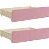 vidaXL Cassetti letto 2 pezzi Rosa Legno e velluto