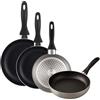 WELL HOME MOBILIARIO & DECORACIÓN Set di padelle Ø16 Ø20 Ø24 e Ø28 cm induzione antiaderente in alluminio pressato grigio metallizzato