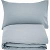 Amazon Basics Set copripiumino Singolo in microfibra, 2 pezzi, copripiumino da 135 x 200 cm e 1 federe da 50 x 80 cm, Grigio Scuro, a righe