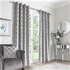 Appletree - Tende jacquard argentate 117 x 183 cm (larghezza x lunghezza) - Tende con occhielli argento bianco - Tende di lusso per camera da letto/soggiorno - Tende per porta grigio chiaro