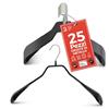 MAWA Grucce Appendiabiti Ergonomiche in Metallo, Set di 25, Ideali per Cappotti, Giacche, Blazer e Completi, Gancio Girevole 360°, Rivestimento Antiscivolo, 42 cm, Nero