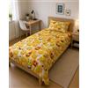 GX GARGIX Completo Letto Singolo 100% Cotone - Set Lenzuola Una Piazza con Sotto, Sopra e Federa - Morbido e Traspirante (GX/JL-GIALLO)