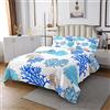 Loussiesd Set copriletto trapuntato in corallo costiero stile oceano mare per bambini ragazzi ragazze bambino blu paesaggio sottomarino copriletto trapuntato ultra morbido trapuntato 170X230cm