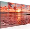 Runa Art Murali XXL Tramonto Spiaggia 200 x 80 cm Rosa Rosso 5 Pezzi - Made in Germany - 607955b
