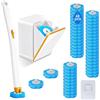 Vicloon Scopino Bagno WC,Spazzola WC Monouso Set con 48 Ricariche Detergenti e Manico Lungo, Scopino per WC con Supporto per Bagno,Spazzola WC con detergente, Accessori Bagnos per Pulizia Profonda