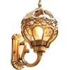 Mengjay Applique da esterno antica E27 Lampada da giardino Applique da parete antica con copertura per lampada in vetro Lampada da esterno Porta impermeabile Balcone Villa Lampada da esterno-D'oro