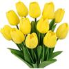 N&T NIETING 12 fiori artificiali tulipani artificiali, in lattice, vero tocco, fiori di tulipani finti, per matrimoni fai da te, matrimoni, casa, giardino, hotel, feste, ufficio, colore giallo