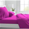 Corredocasa Completo Lenzuola in Purissimo Cotone 100% Tinta Unita, Manifattura Italiana di Alta qualità, per Un Letto Comfort Elegante e Duraturo (Fucsia, Matrimoniale)
