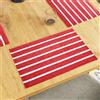 Encasa XO Tovagliette Americane Lavabili, in Cotone 48x32 cm | Roma Stripe rosse, Sottopiatti | Tessuto a Coste Sottili | Filati a 12 Fili | Uso Colazione & Pranzo | Set di 6
