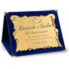 Pubblimania Cofanetto Targa Personalizzata in Velluto Blu a Libro 25x19 cm, Targa Oro Pergamena, Idea Regalo Anniversario Matrimonio, Nozze d'Argento e d'Oro, Premiazione (Cartella Blu Matrimonio)