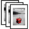 Hiyzaun Cornice portafoto 40 x 60 cm, confezione da 3 cornici nere 60 x 40 cm, con passepartout, 4 ganci per il montaggio