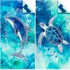 joyoldelf 2 Confezioni Telo Mare Microfibra Grande - 180x90 cm Telo Mare, XXL Asciugamano Mare Antisabbia,Stuoia Spiaggia Grande Asciugatura Rapida, Teli Mare Microfibra Portatile(Tartaruga Delfino)