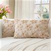 Artscope 2 Pezzi Primavera Estate Federe in Lana Corta Velluto Copricuscini Morbido Decorativo Fodere per Cuscino Lusso Stile per Divano Camera da Letto Fiori Marrone Beige 40x60 cm