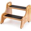 StrongTek Sgabello in legno a 2 gradini per bambini con superficie antiscivolo, manici portatili, piedini antiscivolo e capacità di 160 kg, supporto multiuso resistente (naturale)